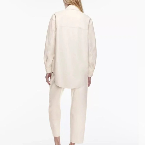 Aritzia Wilfred Vegan Leather Ganna Shirt Jacket Shacket Birch White Size Medium - Picture 6 of 11